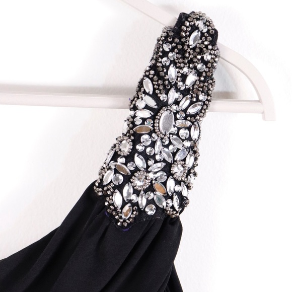 One shoulder black ruched dress/ homecoming dress/ club dress - Picture 8 of 14